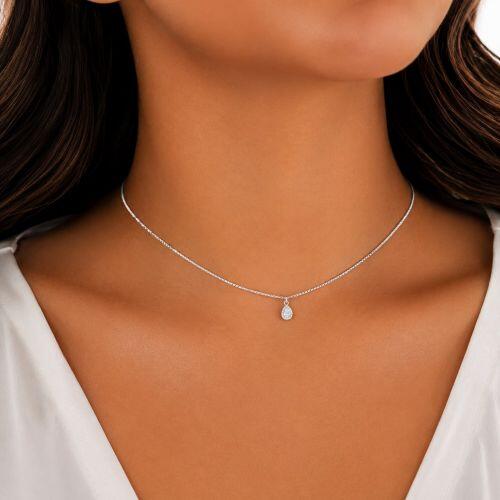 Choker Mini Gota Zirc�nia Cristal Banhado a Prata