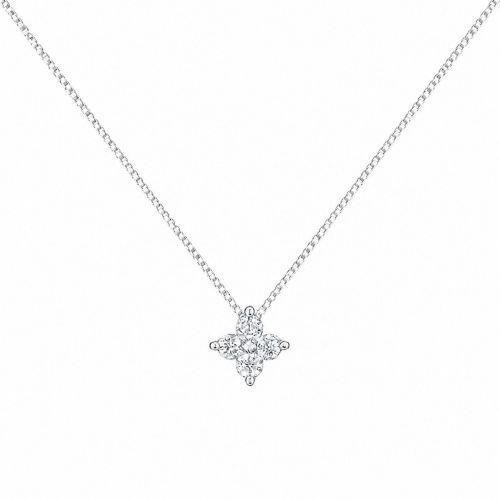 Colar Mini Flor 4 P�talas Zirc�nia Cristal Banhado a Prata