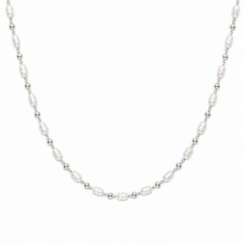 Choker P�rola com Bola Lisa Banhado a Prata