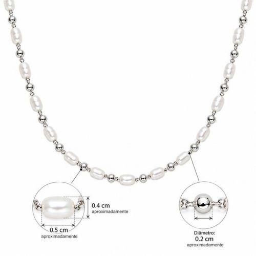 Choker Pérola com Bola Lisa Banhado a Prata