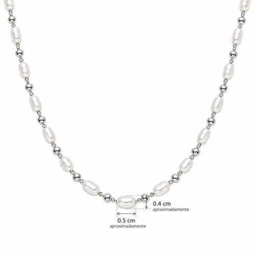 Choker Pérola com Bola Lisa Banhado a Prata