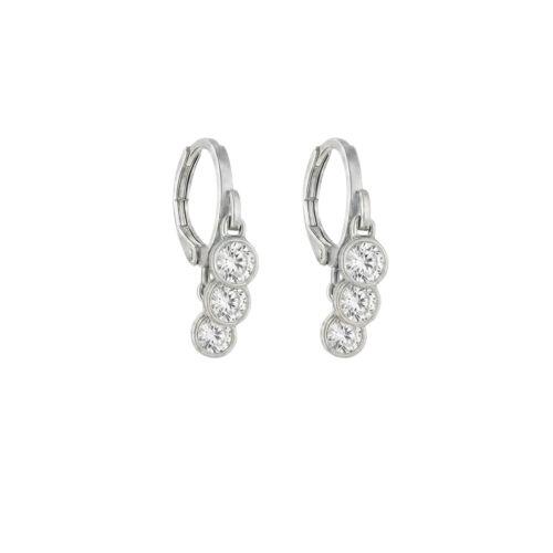 Brinco Argola 3 Pontos de Luz Zircônia Cristal Banhado a Prata