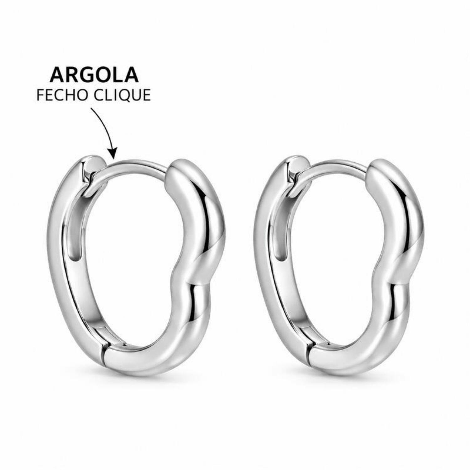 Brinco Trio Argola Coração Banhado a Prata
