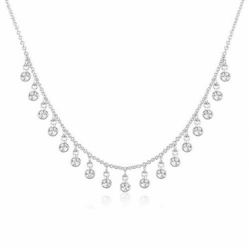 Colar Elo Portugu�s com Pontos de Luz Zirc�nia Cristal Banhado a Prata