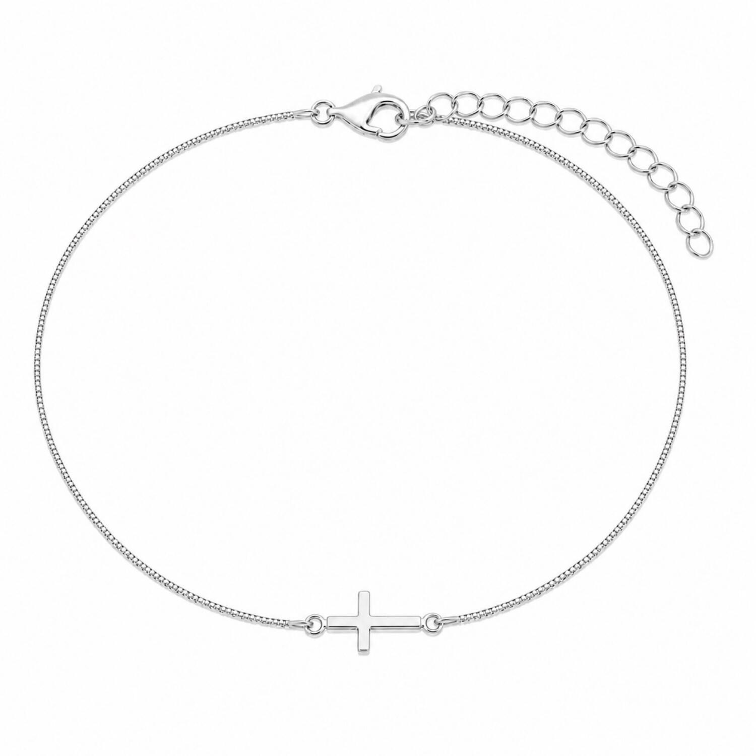 Choker Cruz Deitada Lisa Banhado a Prata