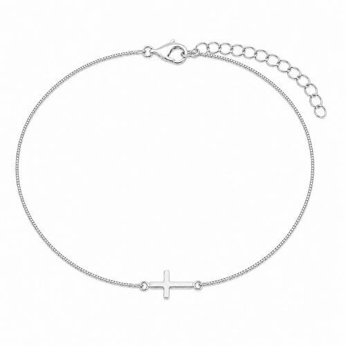 Choker Cruz Deitada Lisa Prata: Fé Moderna