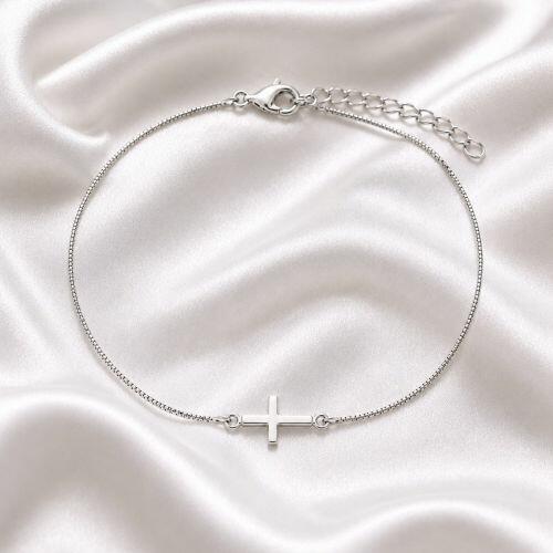 Choker Cruz Deitada Lisa Banhado a Prata