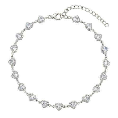 Pulseira Cora��o Cristal Banhado a Prata
