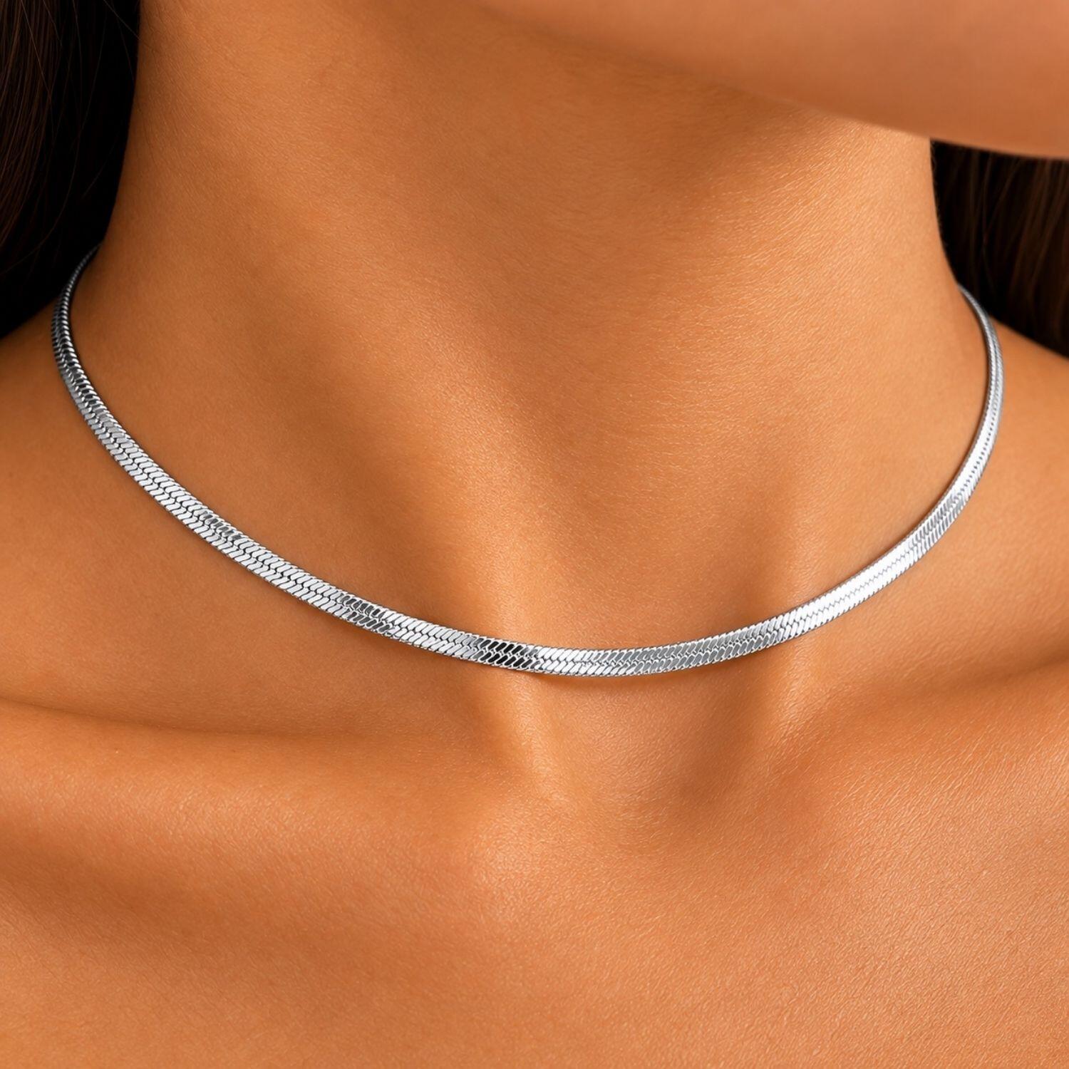 Choker Laminada 0.3 cm Banhado a Prata