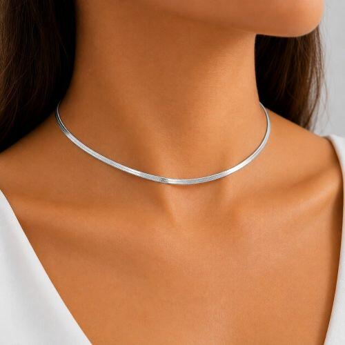 Choker Laminada 0.3 cm Banhado a Prata
