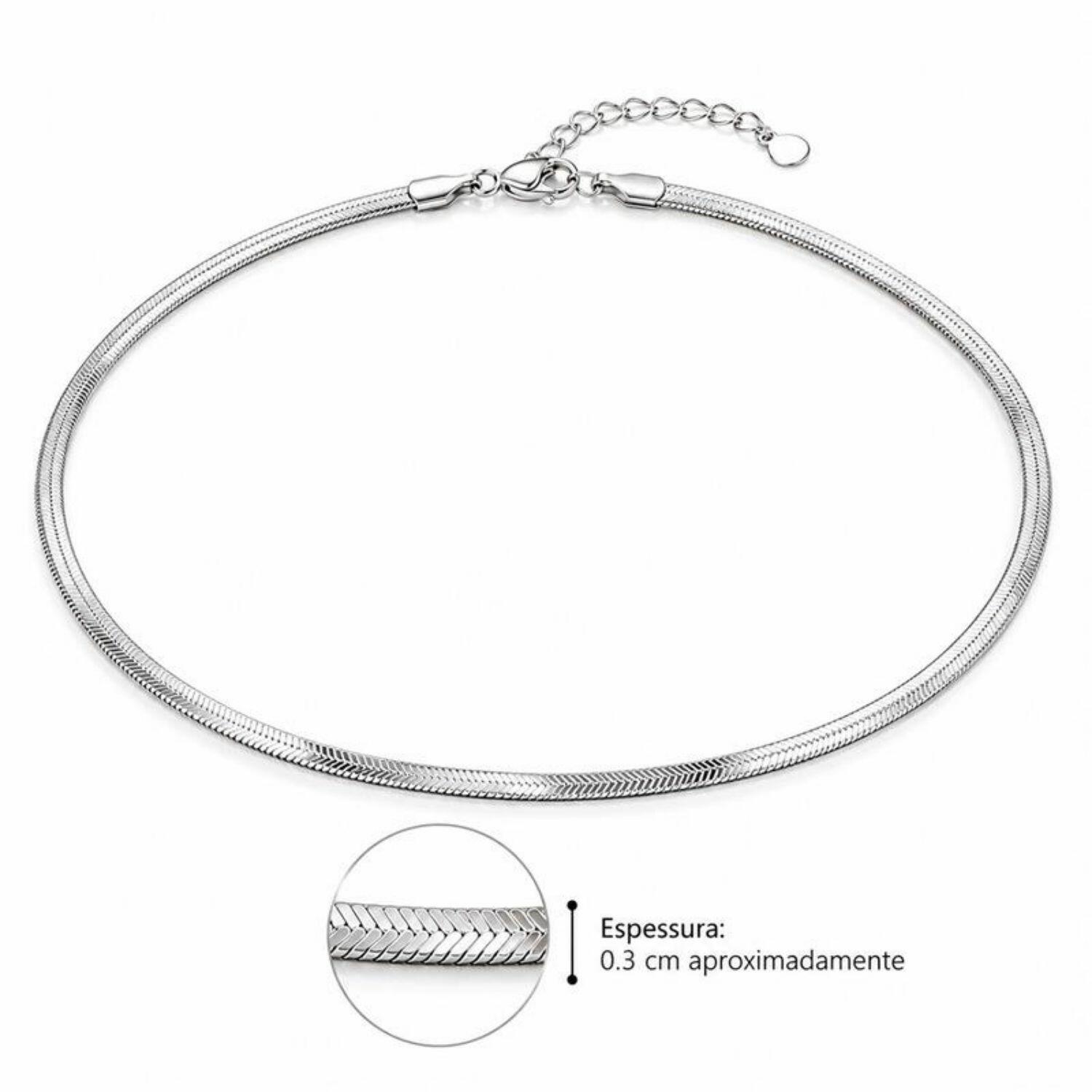 Choker Laminada 0.3 cm Banhado a Prata