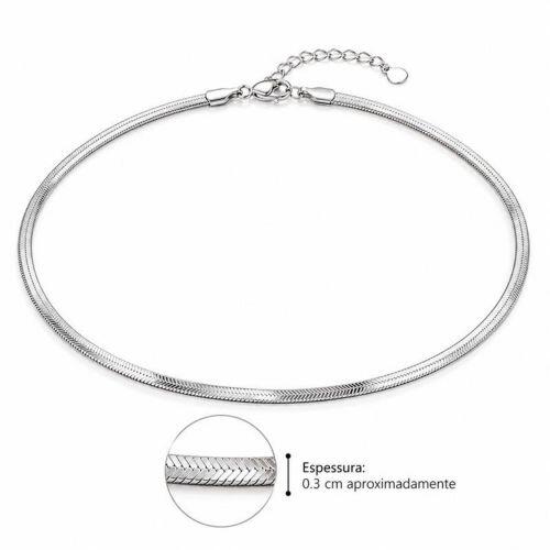 Choker Laminada 0.3 cm Banhado a Prata