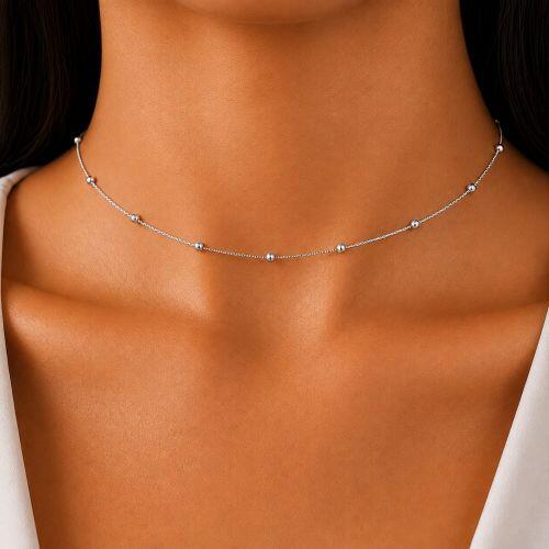 Choker Bolas Lisas 0.3 cm Banhado a Prata