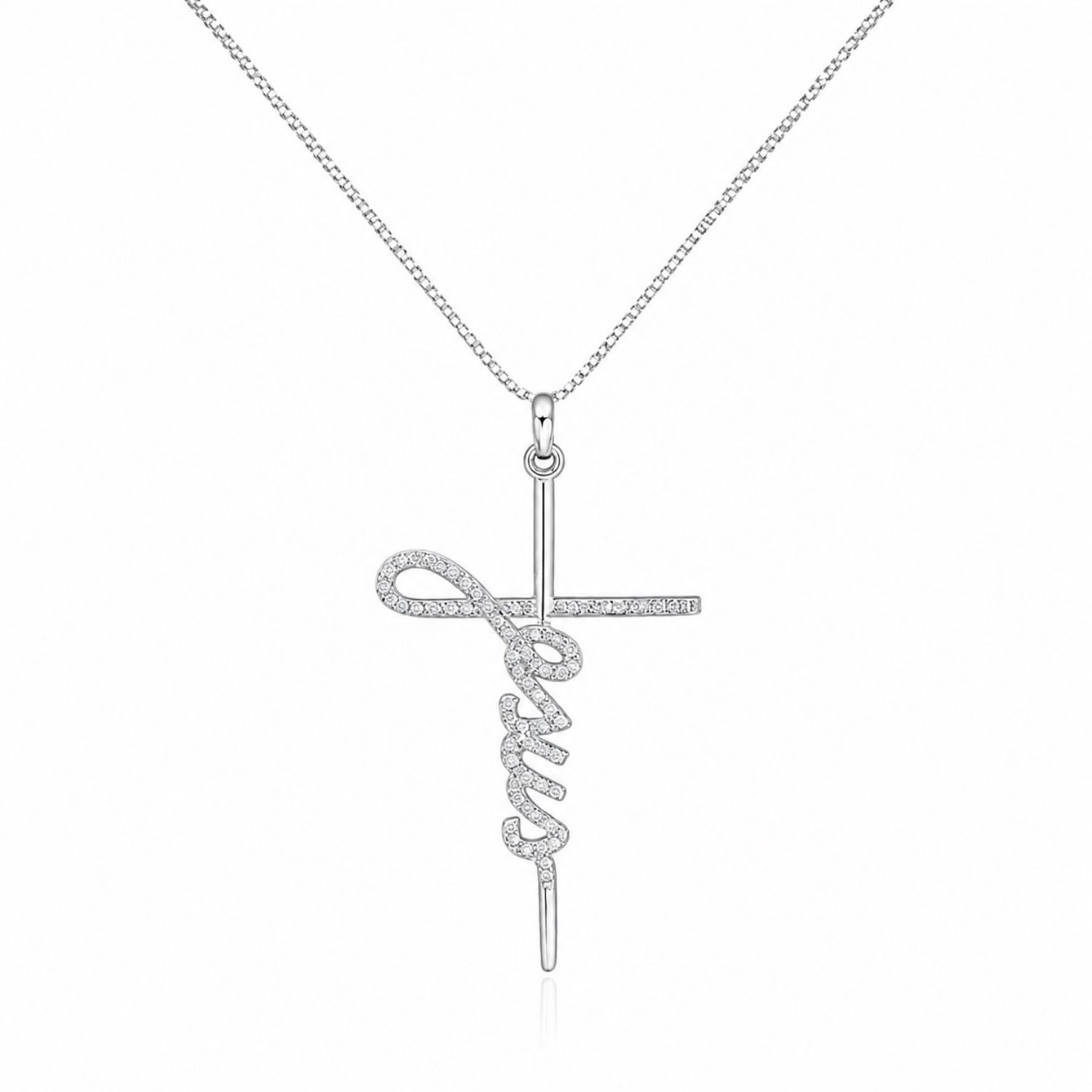 Colar com Pingente Jesus Zircônia Cristal Banhado a Prata