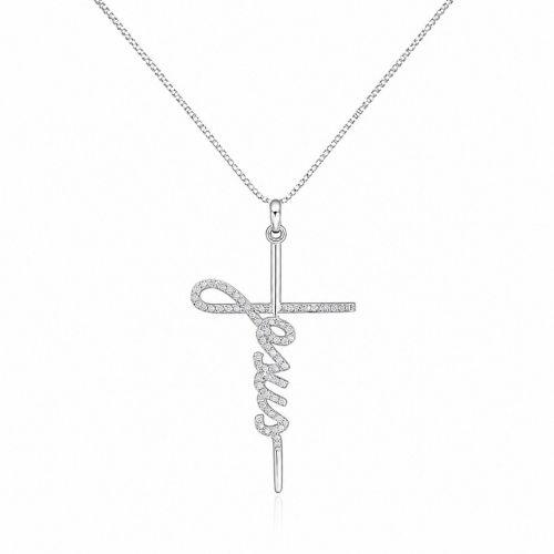 Colar com Pingente Jesus Zircônia Cristal Banhado a Prata