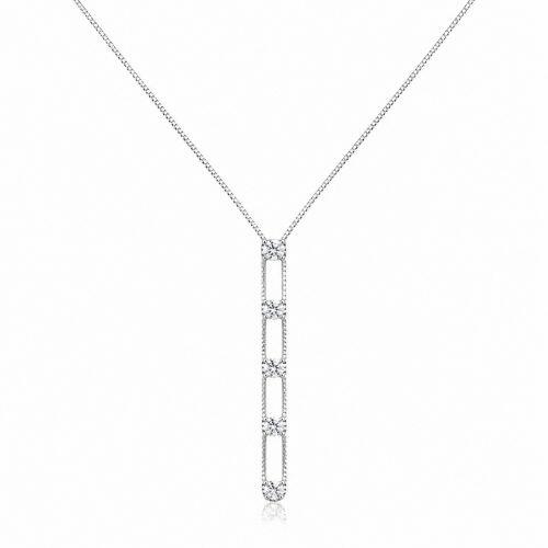Colar Gravatinha com 5 Pontos de Luz Zirc�nia Cristal Banhado a Prata