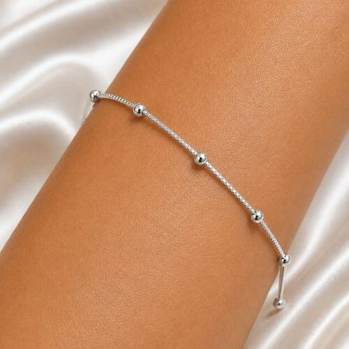 Pulseira Bolas Lisa Banhado a Prata