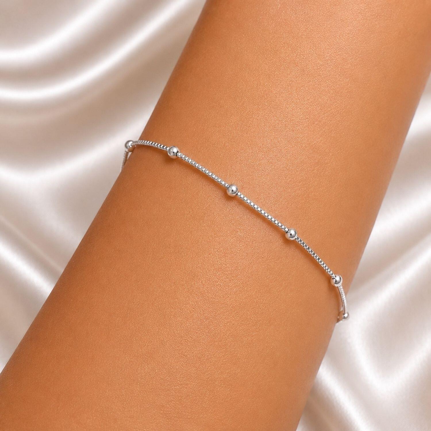 Pulseira Bolas Lisa Banhado a Prata