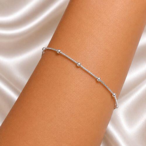 Pulseira Bolas Lisa Banhado a Prata