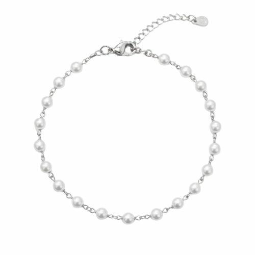 Pulseira P�rola Banhado a Prata