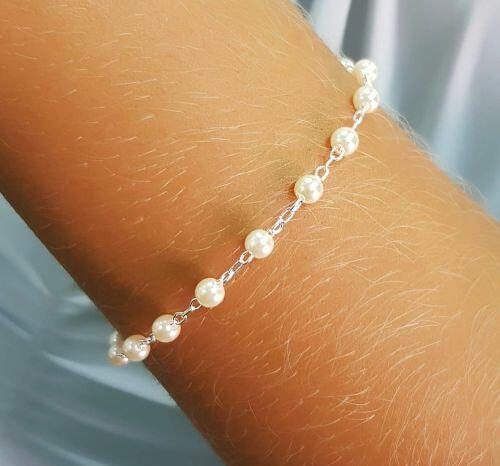 Pulseira Pérola Banhado a Prata