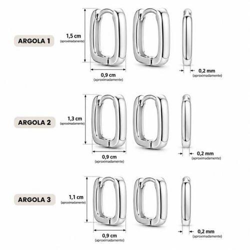 Brinco Trio Argola Retangular Liso Banhado a Prata