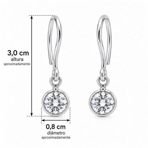 Brinco Anzol Ponto de Luz Zircônia Cristal Banhado a Prata