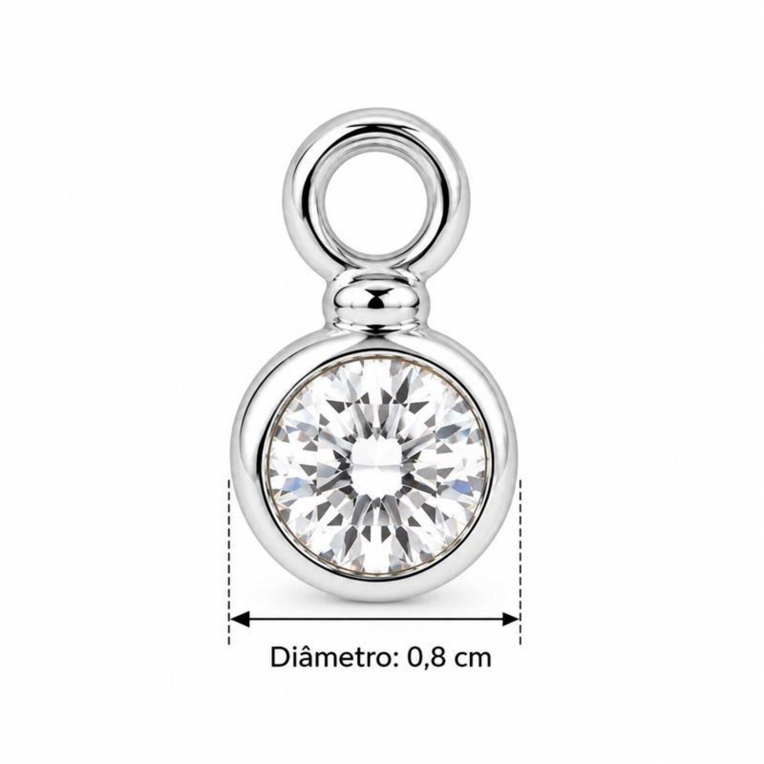 Brinco Anzol Ponto de Luz Zircônia Cristal Banhado a Prata
