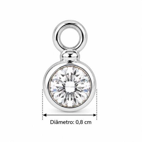 Brinco Anzol Ponto de Luz Zircônia Cristal Banhado a Prata