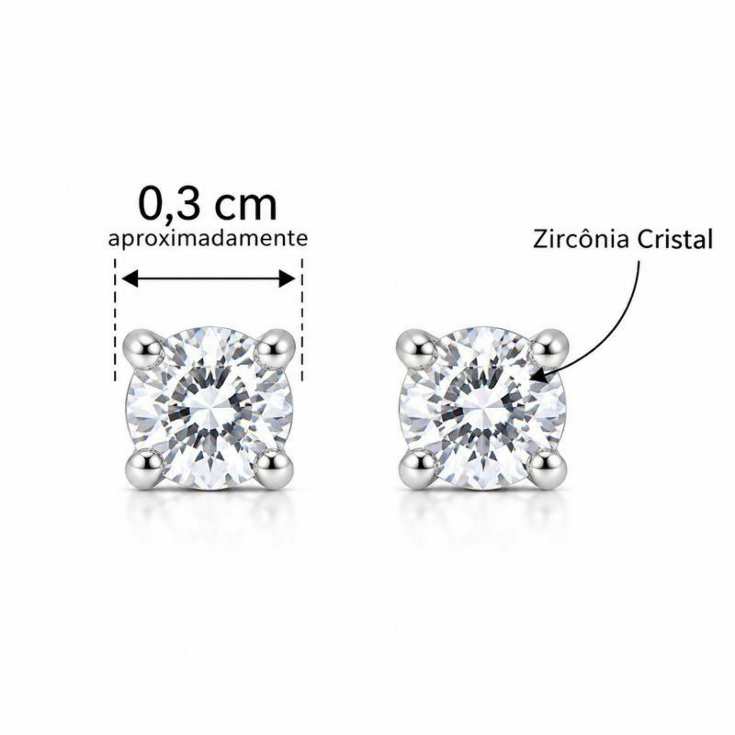 Brinco Ponto de Luz 0.3 cm Banhado a Prata