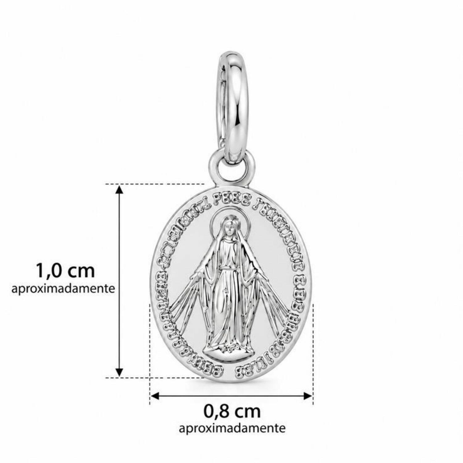 Brinco Argola Nossa Senhora Milagrosa Banhado a Prata