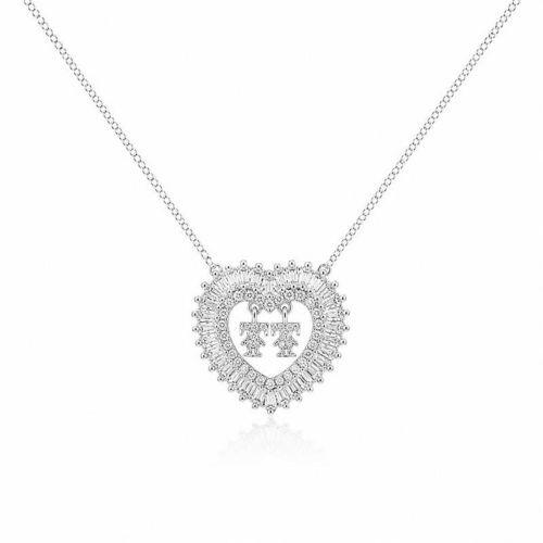 Colar Cora��o com 2 Meninas Zirc�nia Baguette Cristal Banhado a Prata