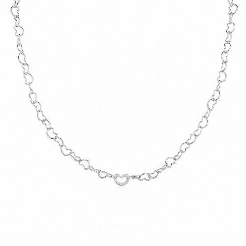 Colar Elo Cora��es 45 cm Banhado a Prata