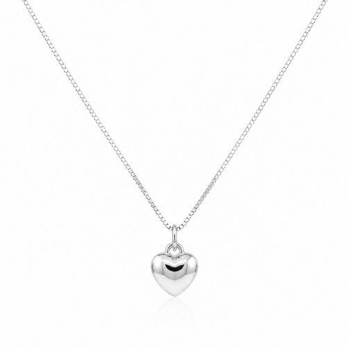 Colar Cora��o Liso 1.0 cm Banhado a Prata