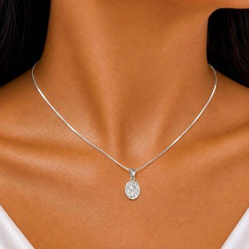 Choker Nossa Senhora Milagrosa Banhado a Prata