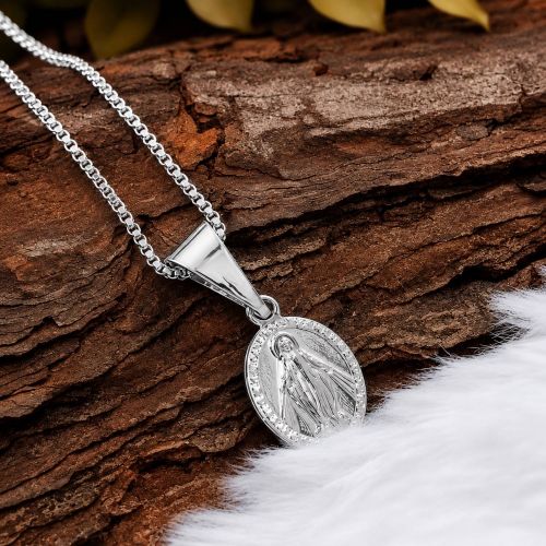 Choker Nossa Senhora Milagrosa Banhado a Prata