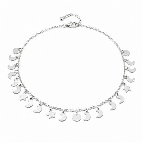 Choker Luas com Estrelas Liso Banhado a Prata