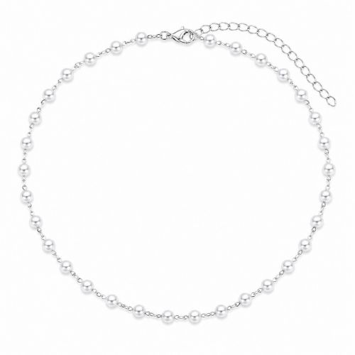 Choker Mini Bolinha em Pérola Banhado a Prata