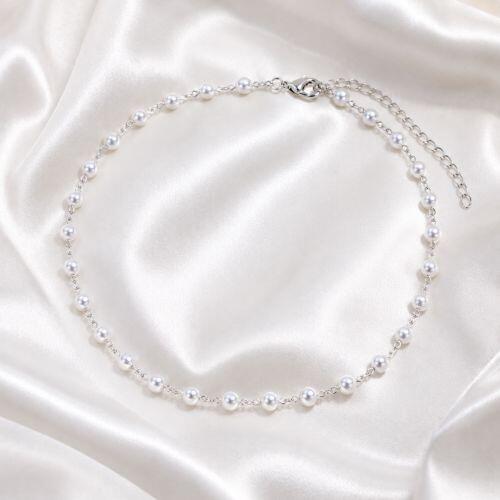 Choker Mini Bolinha em Pérola Banhado a Prata