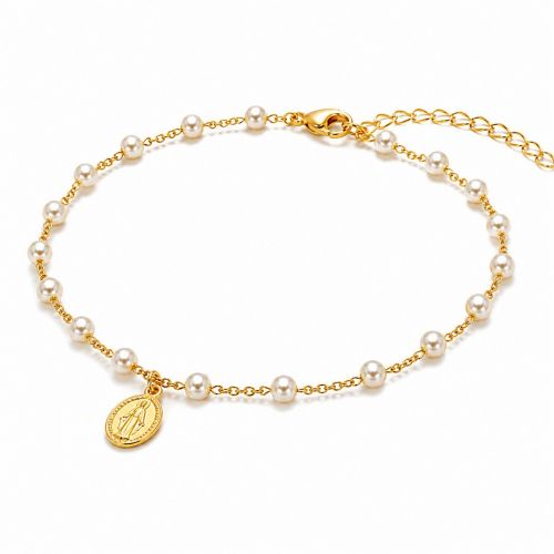 Choker Pérola com Nossa Senhora Milagrosa Banhado a Ouro