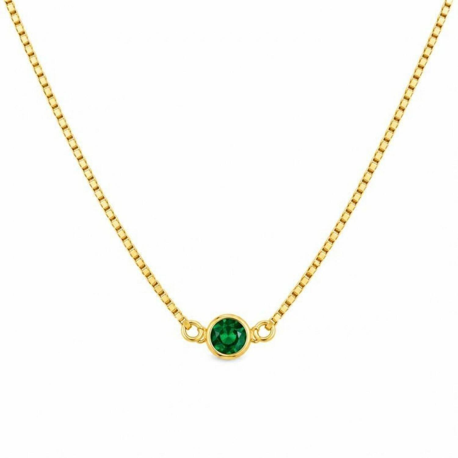 Choker Redondo Cristal Esmeralda Banhado a Ouro