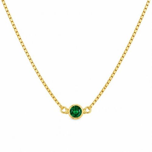 Choker Redondo Cristal Esmeralda Banhado a Ouro
