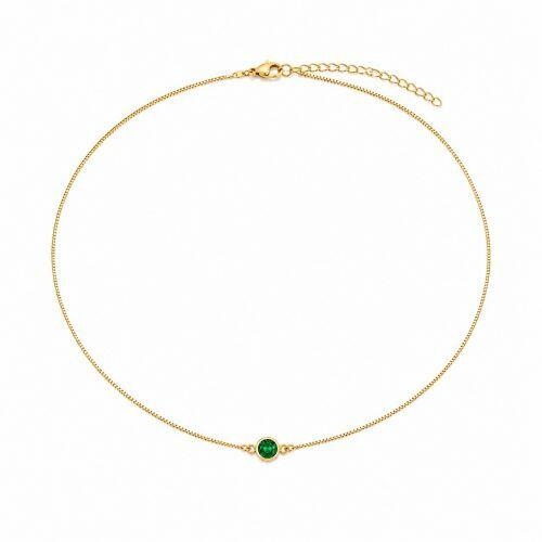 Choker Redondo Cristal Esmeralda Banhado a Ouro