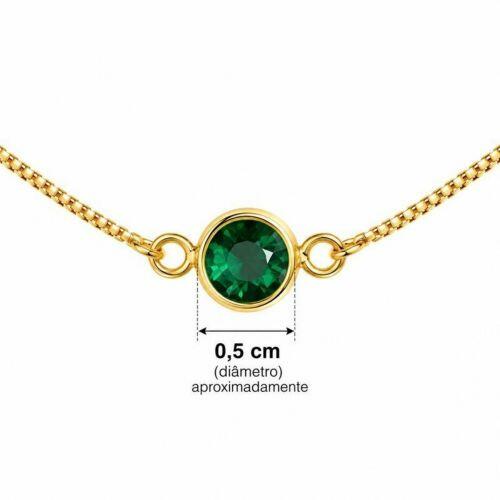 Choker Redondo Cristal Esmeralda Banhado a Ouro