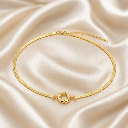 Choker Formas Laminado com Orgânico Vazado Banhado a Ouro
