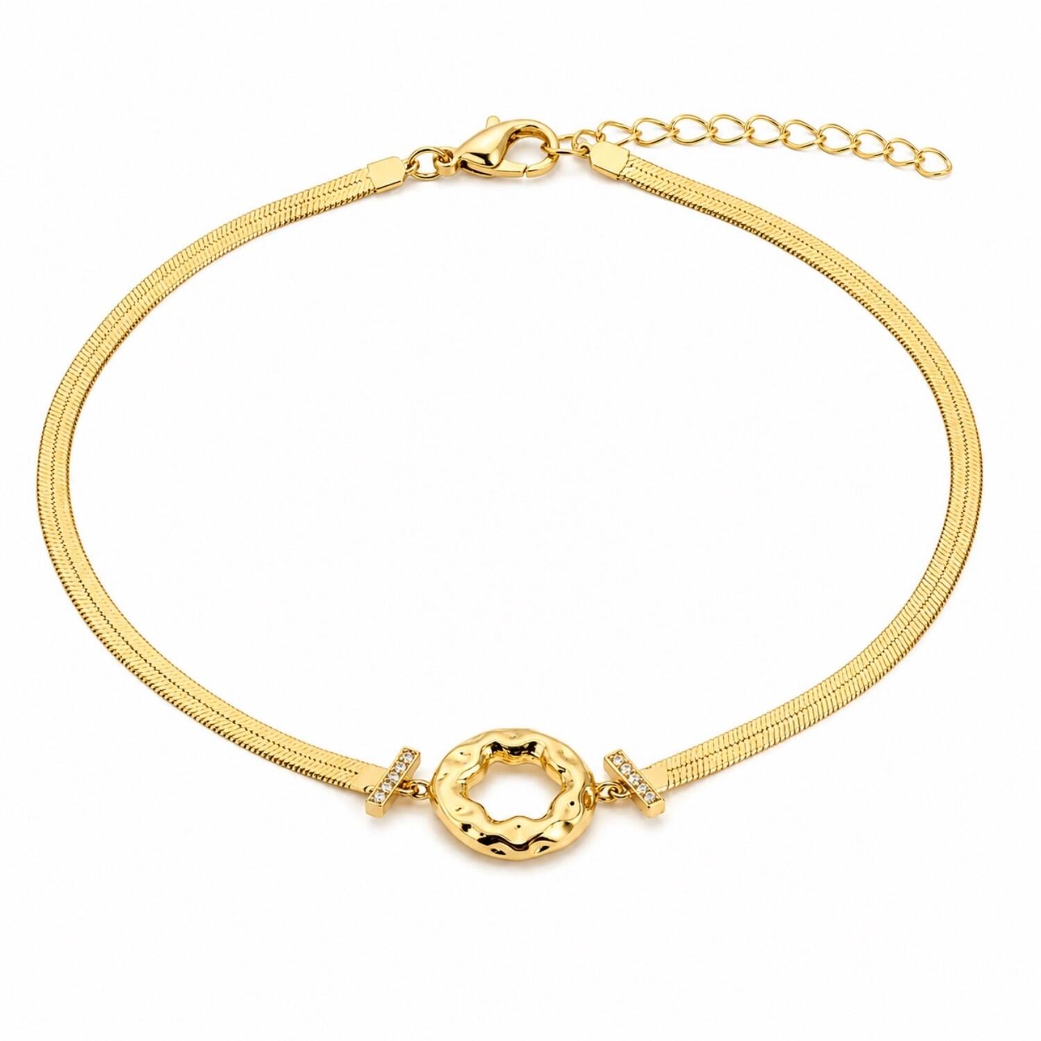 Choker Formas Laminado com Orgânico Vazado Banhado a Ouro