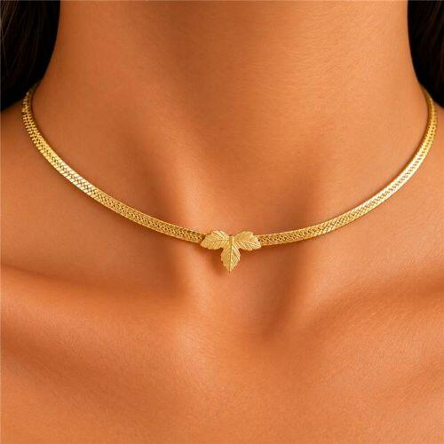 Choker Laminada com Folha Banhado a Ouro
