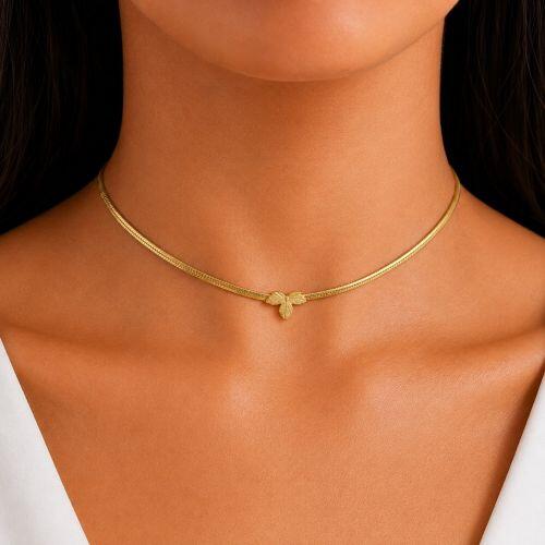 Choker Laminada com Folha Banhado a Ouro