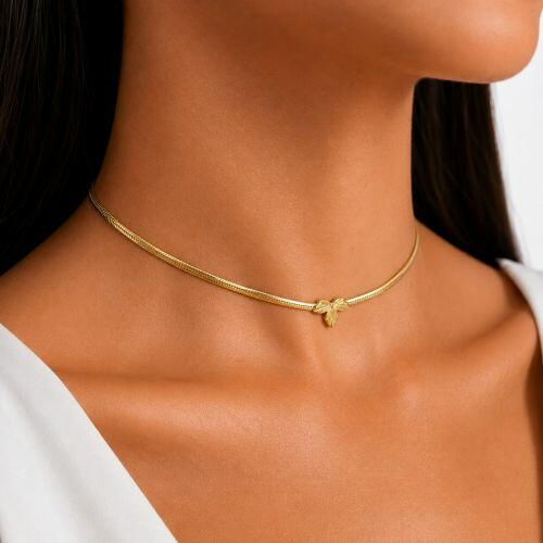 Choker Laminada com Folha Banhado a Ouro