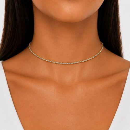 Choker Riviera Zircônia Acqua Marinha Banhado a Ouro